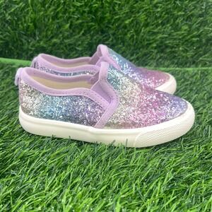 Cat Jack Toddler Girls Rainbow Glitter Slip On Sneakers Size7 Fairytale Sparkle